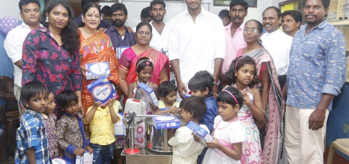 Actor Vishal celebrate diwali at Crost Whit Home