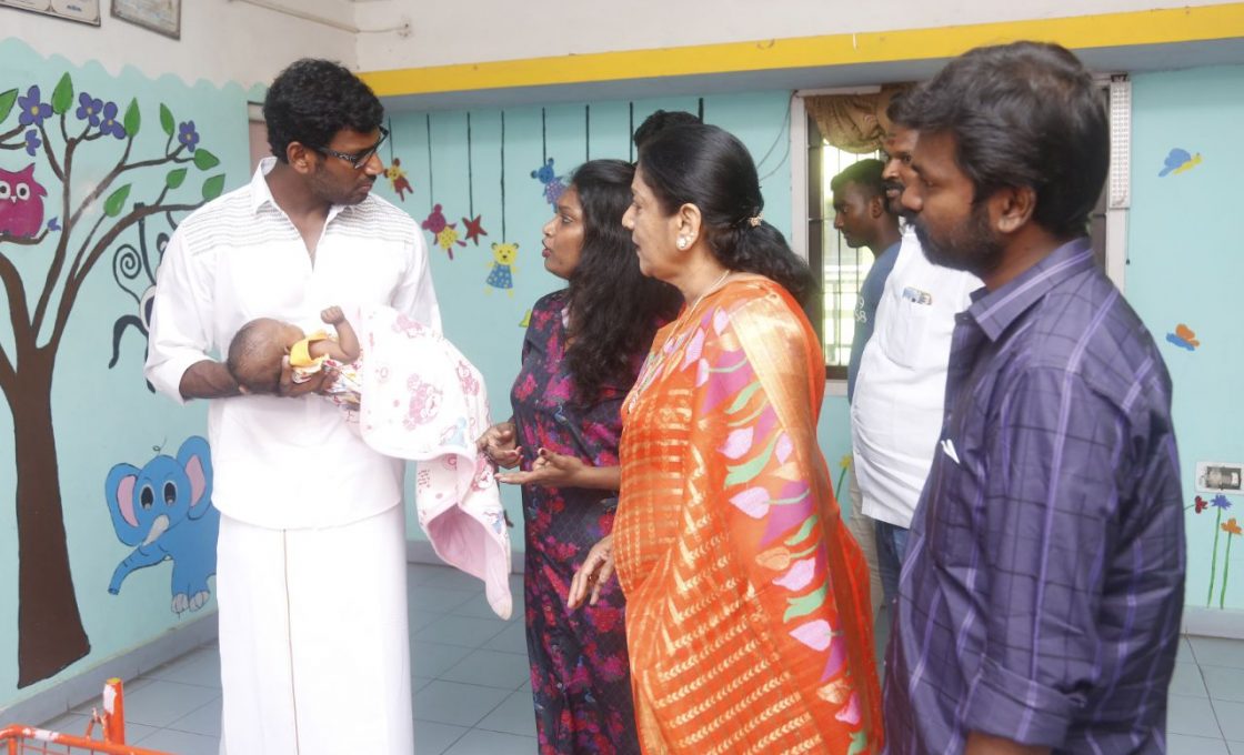 Actor Vishal celebrate diwali at Crost Whit Home