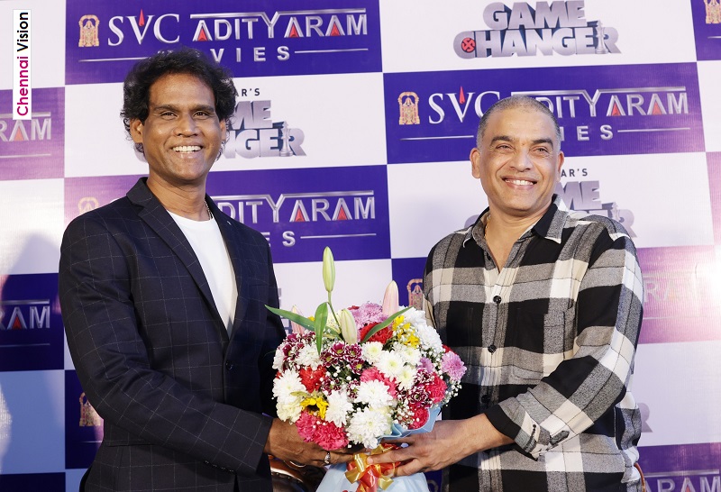 Sri Venkateswara Creations Mr. Dil Raju & Adityaram Movies Mr. Adityaram announces collaboration at Global Star Ram Charan Starring Director Shankar’s ‘Game Changer’ Press Meet