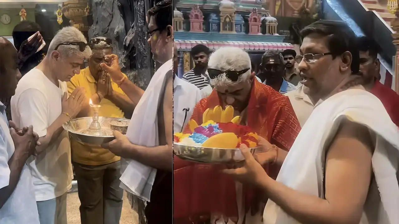 Actor Ajith Kumar prays at Batu Caves before Malaysia race
