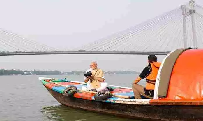 PM Narendra Modi takes boat ride on Hooghly river in Kolkata