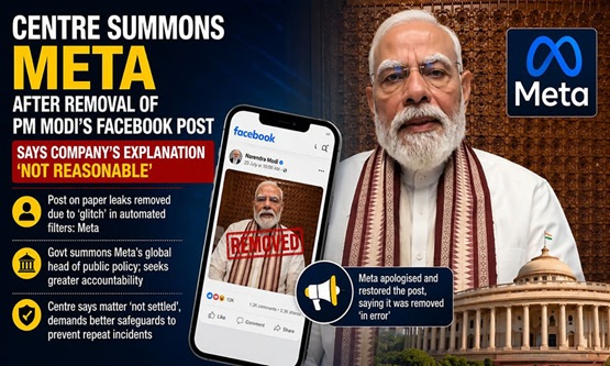 Central govt seeks explanation from Meta over temporary removal of PM Modi’s Facebook post