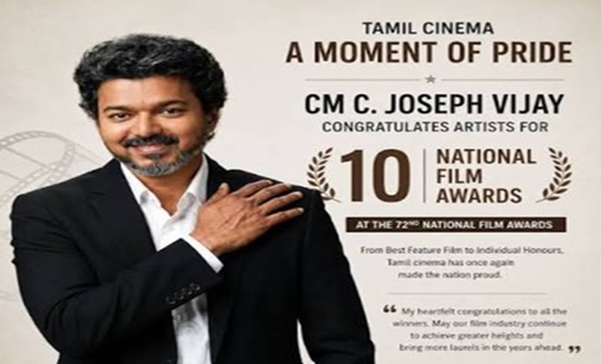 Tamil cinema celebrates 10 National Film Awards as CM Vijay congratulates winners